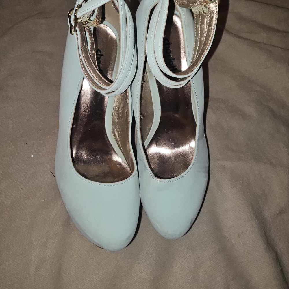 Chic Light Blue Ankle Strap Heels